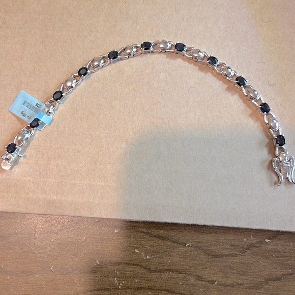 Serling silver and blue sapphire bracelet NEW - Picture 1 of 4